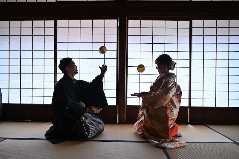 東山荘のお茶室での前撮り結婚記念写真は名古屋nagomi studioで撮影出来ます！